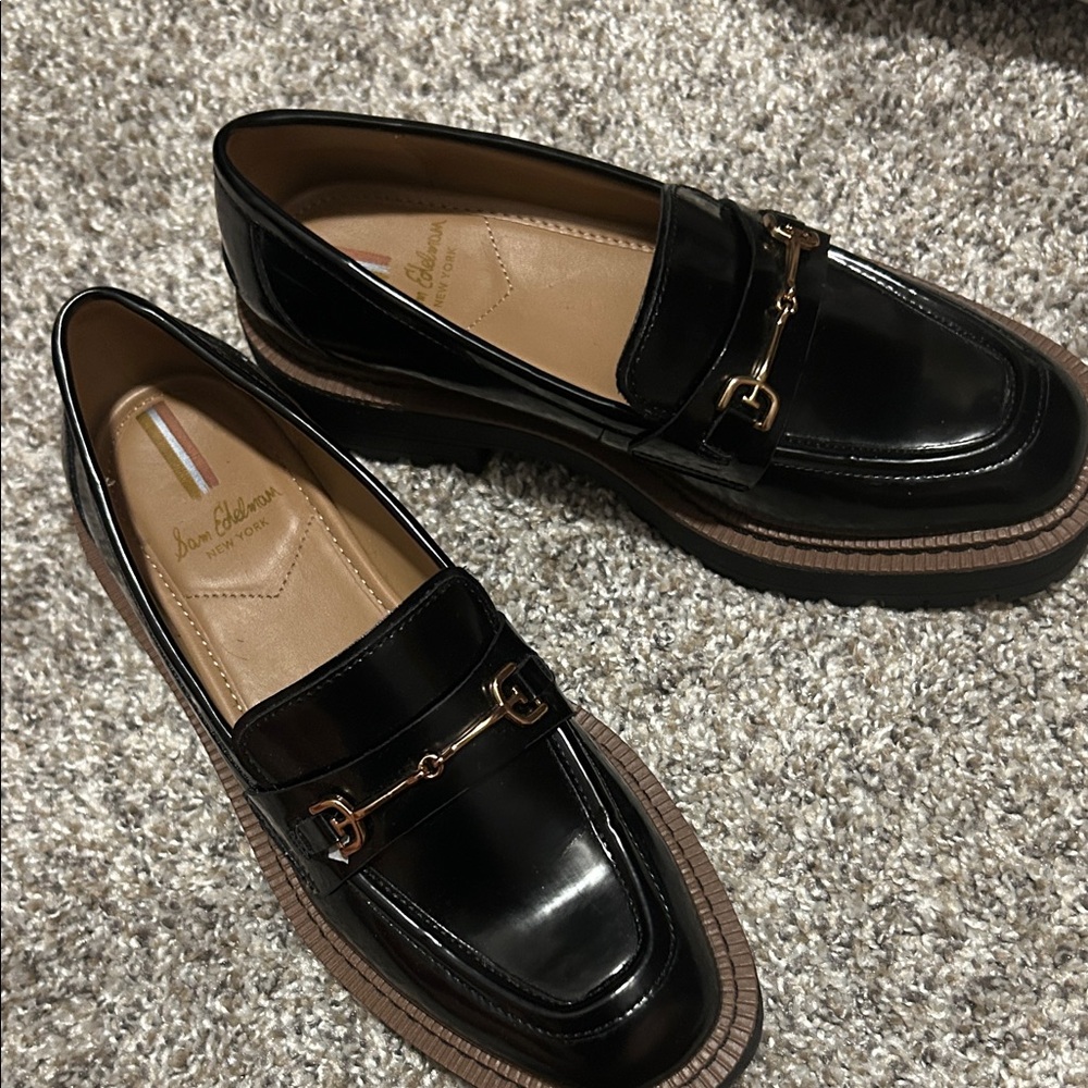 Sam Edelman Black Loafers with Brown Sole